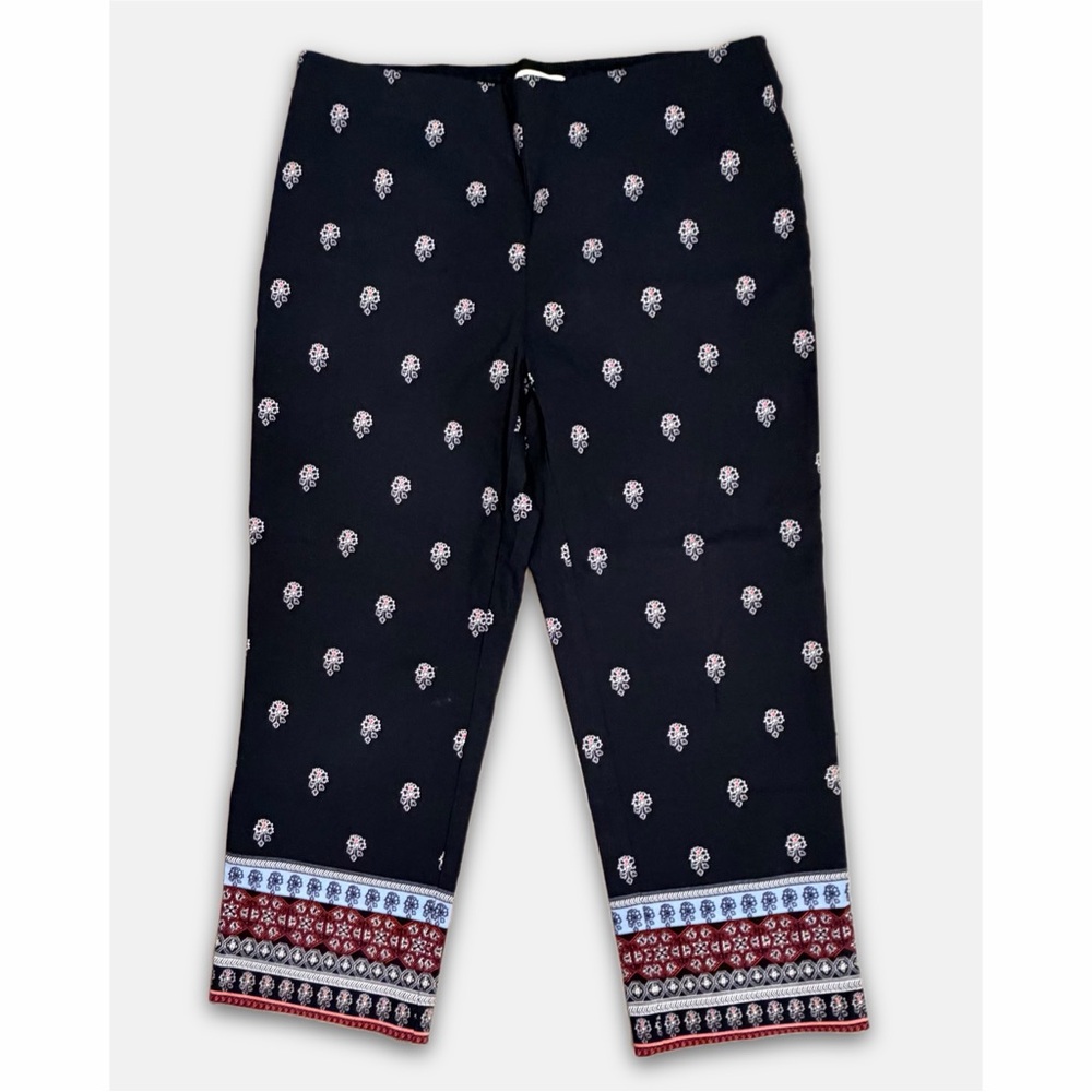 Charter Club Cropped Patterned Paisley Pants Women's 12 Nautical‎ Preppy Stretch